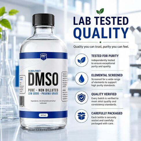 DMSO Liquid 99.9% Pure Low Odor, 8 oz Glass Bottle, Dimethyl Sulfoxide in Kuwait