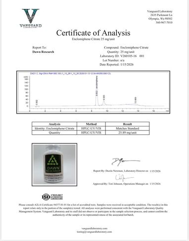 Enclomiphene Citrate | 25mg per Capsule | 100 Capsules | Research Chemical | Laboratory Use Only in Kuwait