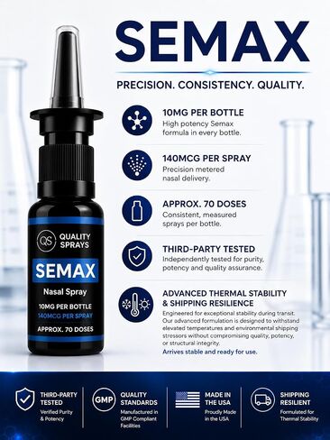 Quality Sprays Focus Semax Nasal Spray – 140mcg Per Spray Intranasal Formula – Supports Focus, Mental Clarity & Cognitive Performance – Clean Formula, Approx. 70 Doses (10mL) in Kuwait