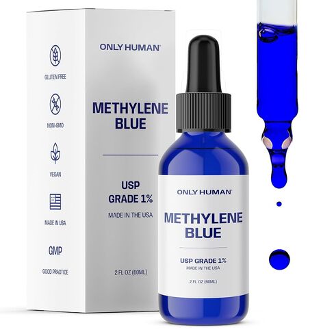 Methylene Blue Drops | Third-Party Tested | No Formaldehyde | USP Grade Methylene Blue Pharmaceutical Grade | Brain Health Dietary Supplement for Humans | 60 ml (2 oz) | Only Human in Kuwait