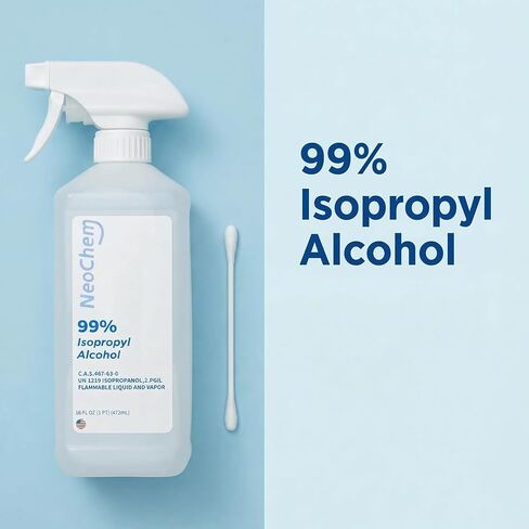 99% رذاذ كحول الأيزوبروبيل لتنظيف الأسطح - درجة USP - زجاجة رذاذ محمولة - مع رذاذ خفيف وغطاء قفل، فوهة مانعة للتسرب (16 أونصة سائلة) in Kuwait