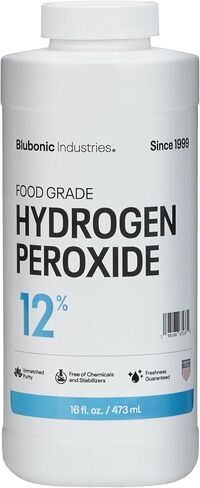 Blubonic Industries 12% بيروكسيد الهيدروجين من الفئة الغذائية - FCC H2O2، أكسجين نقي وماء (16 أونصة سائلة) in Kuwait