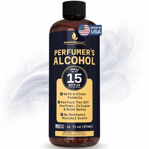 كحول العطور 16oz - قاعدة كحول عطرية لمجموعة صنع العطور - قاعدة لصنع العطور الفاخرة - 200 إيثانول مشوه (SDA 40B) - بدون ميثانول ولا رائحة تخمير - صنع في الولايات المتحدة الأمريكية in Kuwait