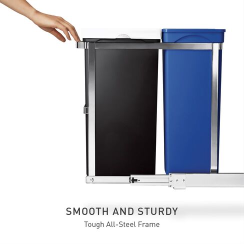 Simplehuman 35 لتر / 9.3 جالون مقصورة مزدوجة تحت خزانة المطبخ قابلة للسحب وسلة المهملات، كروم in Saudi Arabia