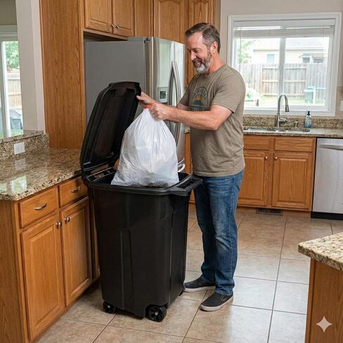 45-Gallon Black Wheeled Heavy-Duty Plastic Garbage Can – with Attached Lid for Outdoor & Indoor Use (45-Gallon) in Kuwait