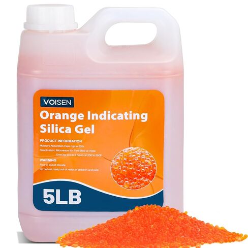 VOISEN 2 LBS Orange Indicating Silica Gel Desiccant Beads,Reusable Desiccant Industry Standard 3-5 mm,Desiccant for 3D Printer,Electronic,Clothes,Painting,Jewelry in Kuwait