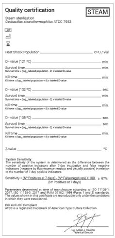 Tuttnauer Biological Indicators: Steam, Ultra-Rapid - 20 Minute (50 ct. Box) in Kuwait