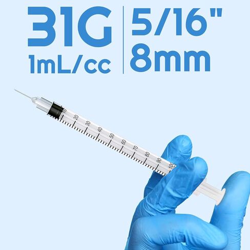 30 Pack Syringes 31G U-100 5/16" (8mm) 1ml/cc, Disposable Syringe, Lab Supplies, Individual Packed in Kuwait