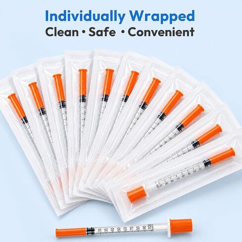 30 Pack Syringes 31G U-100 5/16" (8mm) 1ml/cc, Disposable Syringe, Lab Supplies, Individual Packed in Kuwait