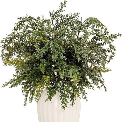 22 Inch Long Artificial Cedar Pine Branches Real Touch Pack of 5 Christmas Greenery Stems Faux Cypress Picks Cedar Tree Leaves Sprigs for Vase Fillers Winter Holiday Home Decoration (5, Green) in Saudi Arabia