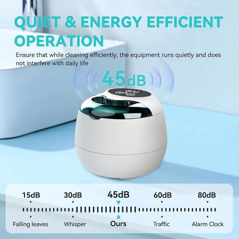 Ultrasonic Denture Retainer Cleaner Machine - 45kHz Retainer Cleaner Machine with 200ML Dental Cleaning Pod, 4 Modes Ultrasonic Cleaner for Denture, Mouth Guard, Aligner, Braces, Toothbrush, Jewelry in Kuwait
