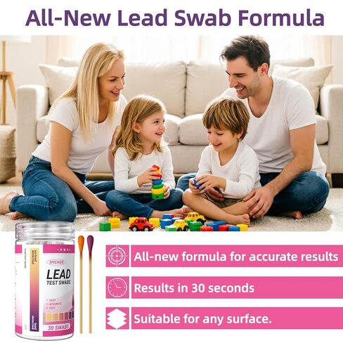 Accurate Lead Test Kit, 30 Swabs, Upgraded Formula Lead Paint Test Kit, Enhanced Detection for Dishes, Paint Cups, Ceramics, and More Surfaces | Results in 30 Seconds | in Kuwait
