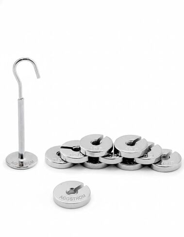 Lab Slotted Mass Set, 2 Set of Chromium-Plated Metal Slotted Weights, One Set - Total 100g - Includes 9 Weights (10g Each) & One Hanger (10g) in Kuwait