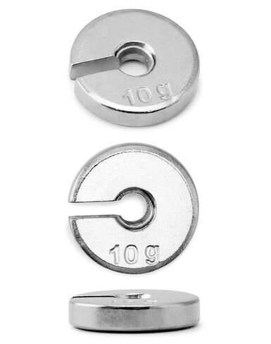 Lab Slotted Mass Set, 2 Set of Chromium-Plated Metal Slotted Weights, One Set - Total 100g - Includes 9 Weights (10g Each) & One Hanger (10g) in Kuwait