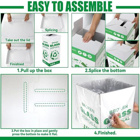 6 Sets Cardboard Broken Glass Disposal Box 12 x 12 x 27 Inch Floor Model Laboratory Garbage Disposal Container Bins Cartons Disposable Trash Can for Glass Sharps Party Broken Bottle Medical Equipment in Kuwait