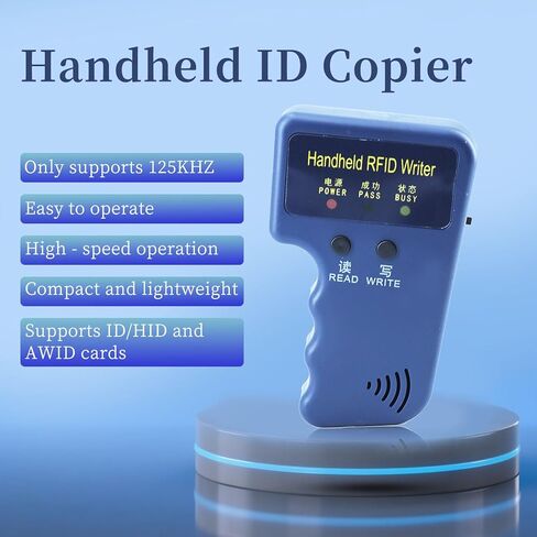 Handheld RFID Writer 125KHz Reader Duplicator | Smart ID Card Copier, ID HID and AWID Compatible, Includes 3 T5577 Key Fobs and 3 T5577 Cards, Only Supports 125Khz in Kuwait