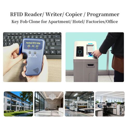 Handheld RFID Writer 125KHz Reader Duplicator | Smart ID Card Copier, ID HID and AWID Compatible, Includes 3 T5577 Key Fobs and 3 T5577 Cards, Only Supports 125Khz in Kuwait