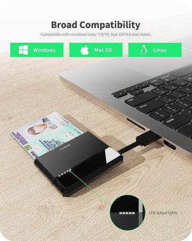 قارئ بطاقات AKERU المحمول CAC USB C DOD قارئ البطاقات الذكية العسكرية من النوع C، توافق عالمي، لجهاز Mac/Windows مع مؤشر LED، قارئ بطاقات PIV وID مدمج، إدارة الكابلات in Kuwait