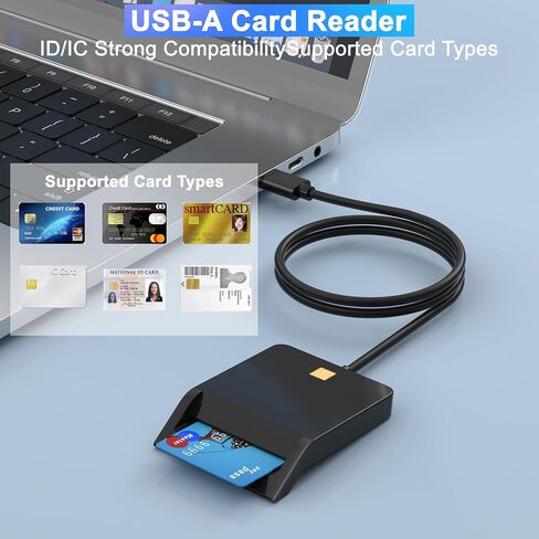 CAC Reader Military, Smart CAC Card Reader, DOD Military USB-A Common Access CAC Card Reader Compatible with Windows, Mac OS in Kuwait
