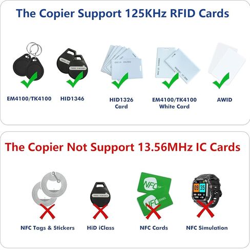 قارئ وكاتب RFID محمول بتردد 125 كيلو هرتز، جهاز ناسخة محمول لبطاقة الهوية لـ T5577/EM4305 يتضمن 6 سلاسل مفاتيح فارغة و5 بطاقات قابلة للكتابة لتكرار بطاقات الوصول، وتصاريح وقوف السيارات (البطارية غير متضمنة) in Kuwait