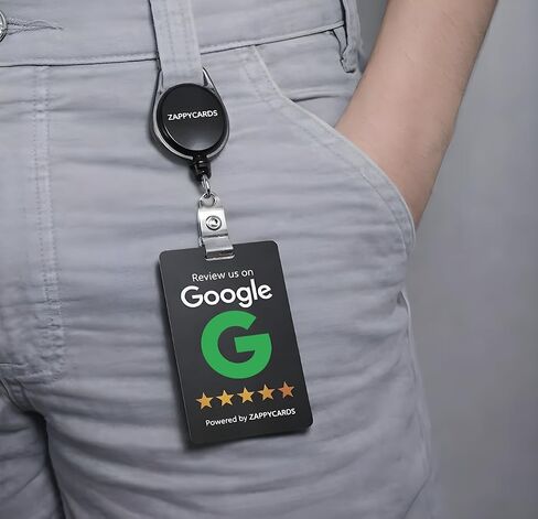Wearable NFC Review Card — Retractable Badge Reel, QR Code, Tap to Collect 5-Star Reviews in Kuwait