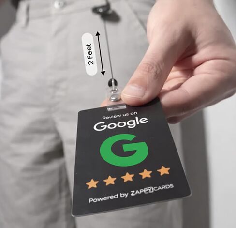 Wearable NFC Review Card — Retractable Badge Reel, QR Code, Tap to Collect 5-Star Reviews in Kuwait