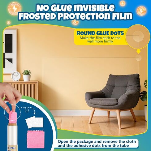 Electrostatic Wall Protective Film, Clear Protector Removable Contact Paper, Transparent Static Cling, Plastic Wall Protector from Trash Can, Chair Back, Furniture, Door (Matte, 15.7in x 6.6ft) in Kuwait