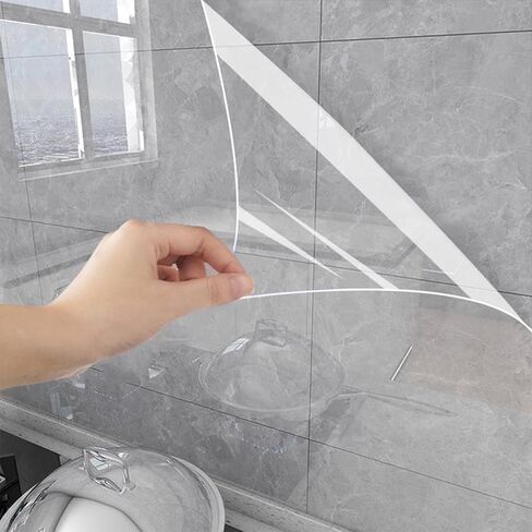 Clear Electrostatic Wall Protective Film, 17.7x196.8in Static Cling Wall Protector, Removable Paint Safe Plastic Sheet, Waterproof Oil-Proof & Scratch Resistant for Walls & Furniture in Kuwait