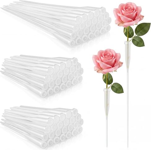 Tessco for you 72 Pcs Floral Water Tubes 12 Inch and 6 Inch Floral Tubes Plastic Flower Tube for Fresh Flowers with Rubber Cap Flower Stem Arrangements Supplies, 2 Size(Clear) in Saudi Arabia