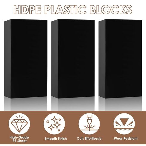 6 قطع مكعبات بلاستيكية HDPE مقاس 2 بوصة × 3 بوصة × 6 بوصة، كتلة بلاستيكية صلبة من البولي إيثيلين كتلة HDPE للنماذج الأولية، تحسين أرضية المنزل باللون الأسود، والتصنيع الآلي، والمشروعات اليدوية، والهندسة in Kuwait