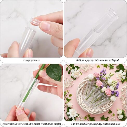 DIYASY 30 Pcs Floral Water Tubes with Caps, Clear Single Plastic Flower Tube Vials for Single Stem Bouquet Roses Buds Making Florist Supplies Propagation Wedding Floral Arrangement in Saudi Arabia