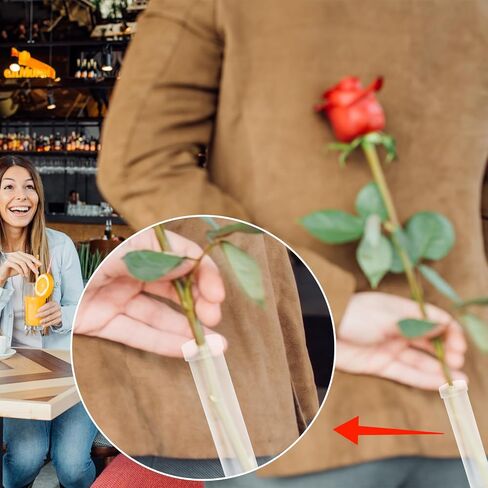 DIYASY 30 Pcs Floral Water Tubes with Caps, Clear Single Plastic Flower Tube Vials for Single Stem Bouquet Roses Buds Making Florist Supplies Propagation Wedding Floral Arrangement in Saudi Arabia