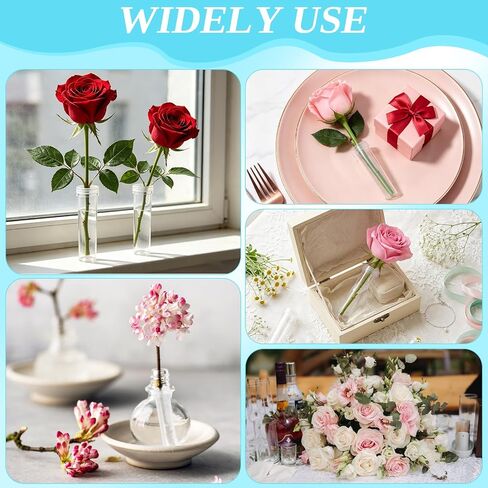 DIYASY 30 Pcs Floral Water Tubes with Caps, Clear Single Plastic Flower Tube Vials for Single Stem Bouquet Roses Buds Making Florist Supplies Propagation Wedding Floral Arrangement in Saudi Arabia