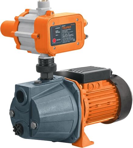 Truper 102855 PRE-1 1 HP Iron Jet Water Pressure Booster Pump with Automatic Electronic Control, Copper Windings, Brass Impeller, Dry-Run Protection, 70 PSI Max, 13.2 GPM in Kuwait