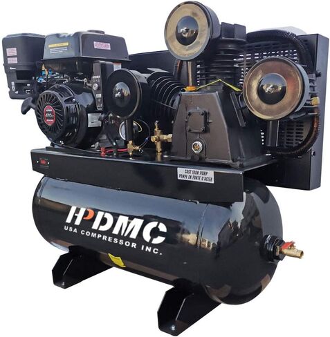 13HP Gas Powered Air Compressor with Electric Start, 35CFM Gasoline Driven Piston Pump, 125PSI Max Pressure, 30 Gal ASME Tank for Workshop, Construction Sites, Machinery in Kuwait