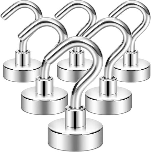 Neodymium Black Magnetic Hooks, 20LB Strong Magnetic Hooks for Cruise, Grill, Towel, Indoor Hanging, Kitchen, Workplace, Office and Garage - 6 Pack in Kuwait