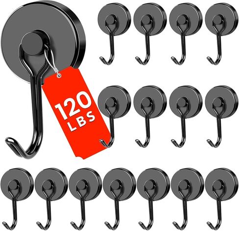 DIYMAG Black Magnetic Hooks 120LBS Strong Magnetics Heavy Duty 2026 Cruise Ship Essentials Magnets with Metal Hook for Hanging Refrigerator Home Kitchen Office, 8Pack in Kuwait