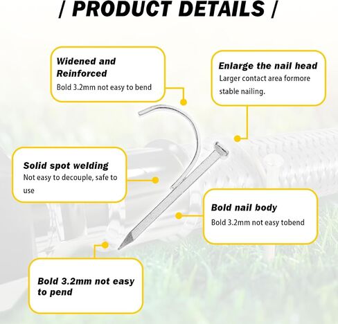 25mm White Zinc Water Pipe Hook Nails, Pointed Solid Welded, Rustproof 100 Pieces in Kuwait