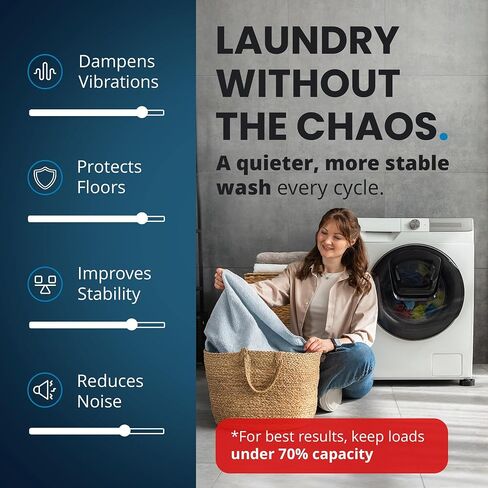 Anti Vibration Pads for Washing Machine with Tank Tread Grip XL | 4 Pack + Level | Stops Washer Dryer from Moving, Protects Floor | Rubber Antivibration Feet Stabilizer for Leveling Washer Machine in Kuwait