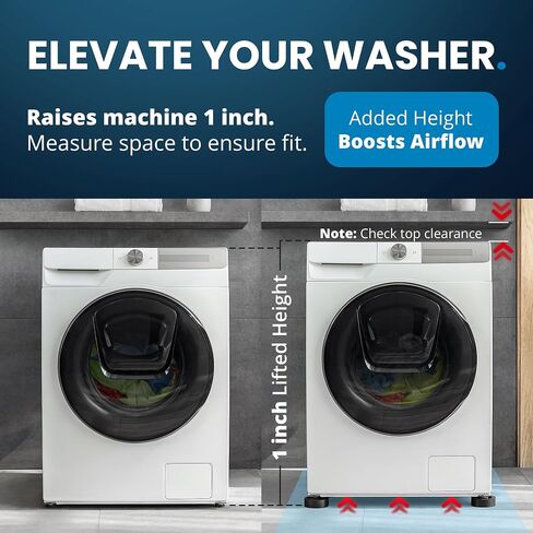 Anti Vibration Pads for Washing Machine with Tank Tread Grip XL | 4 Pack + Level | Stops Washer Dryer from Moving, Protects Floor | Rubber Antivibration Feet Stabilizer for Leveling Washer Machine in Kuwait
