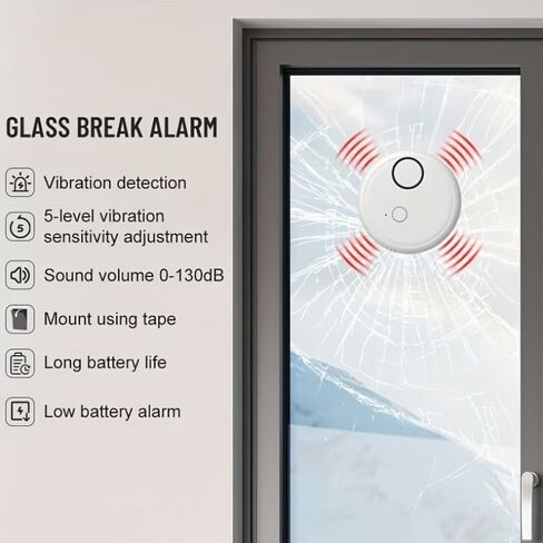 Window Alarm Device Set-Extra Loud 130dB Alarm&Vibration Sensor-Universal&Easy Installation-Great for Home,Office&RV Security, White in Kuwait