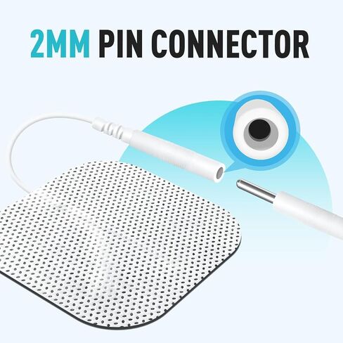 وسادات أقطاب كهربائية لوحدة TENS، 20 قطعة من وسادات أقطاب كهربائية لاصقة مقاس 2 × 2 بوصة، وسادات وحدة TENS بديلة مع قابس 2.0 مم لآلة TENS، قابلة لإعادة الاستخدام وخالية من اللاتكس in Kuwait