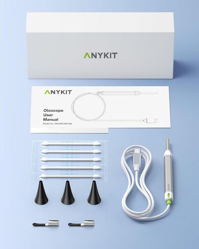 Anykit Digital Otoscope Compatible with Android Devices, Ear Camera with Ear Wax Removal Tools, Video Ear Scope Otoscope with Light, Capture Photos and Videos (Silver) in Kuwait
