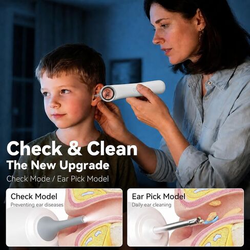 Ear Camera with 1.21" Screen, 1080P HD Digital Otoscope Ear Scope with 4 LED Lights, Ear Cleaner Camera with 10 Ear & Nose Tips, 6 Ear Pick Tools, Skin Probe, Type-C Charging for Adults Kids Pets in Kuwait