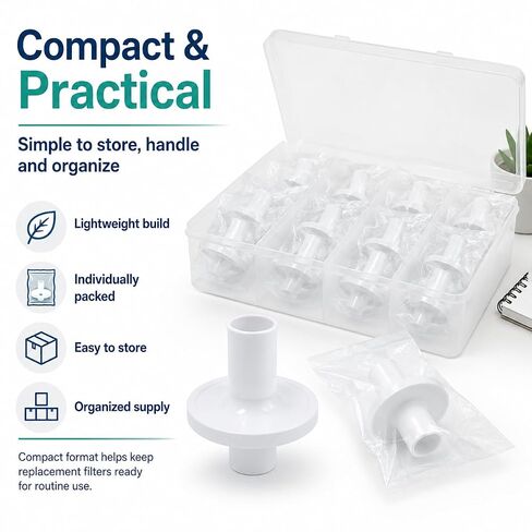 20pcs Spirometer Filter for Vitalograph, MIR, MicroDirect, SDI, Diagnostics & Puritan Bennett, 30 mm Connector, Individually Packed in Kuwait