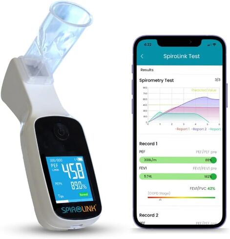 CMI Health SpiroLink Peak Flow Meter, Portable Airflow Tracker with Durable Design for Daily Use in Kuwait