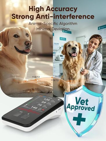 Veterinary Blood Pressure Monitor for Dogs Cats,Rechargeable Animal BP Monitor for Family Clinic Use,3.5inch Display &1000 Data Memory,Accurate Results & Easy to Use (5 Cuffs Set) in Kuwait