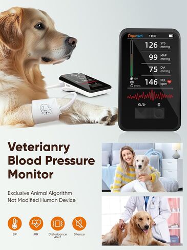Veterinary Blood Pressure Monitor for Dogs Cats,Rechargeable Animal BP Monitor for Family Clinic Use,3.5inch Display &1000 Data Memory,Accurate Results & Easy to Use (5 Cuffs Set) in Kuwait