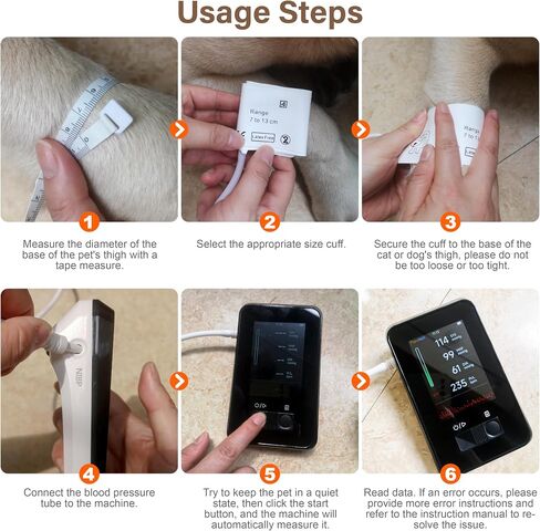 Veterinary Blood Pressure Monitor for Dogs Cats,Rechargeable Animal BP Monitor for Family Clinic Use,3.5inch Display &1000 Data Memory,Accurate Results & Easy to Use (5 Cuffs Set) in Kuwait