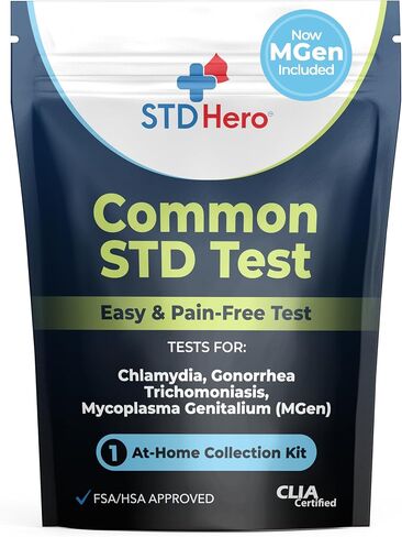 طقم اختبار STD Hero At-Home Common STD للنساء والرجال - اختبار لأفضل أربعة أمراض تنتقل عن طريق الاتصال الجنسي - يتضمن MGen - مجموعة خاصة في المنزل - بسيطة وسرية وسهلة الاستخدام مع نتائج سريعة عبر الإنترنت in Kuwait